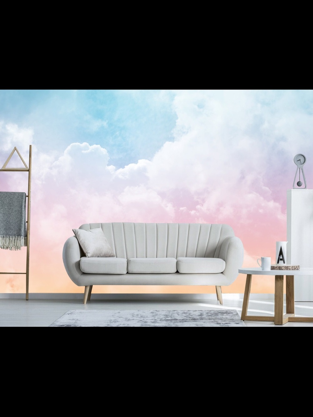 Renter Friendly Removable Fabric Wallpaper Mural - Ethereal Clouds Peel & Stick